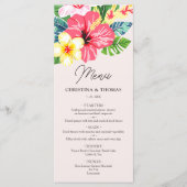 Menu Aquarelle Floral Hibiscus Tropical Blush Mariage (Devant)