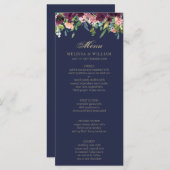 Menu Aquarelle Floral Marine Mariage (Devant / Derrière)