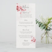 Menu Aquarelle Floral rose cerisier Mariage (Debout devant)