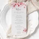 Menu Aquarelle Floral rose cerisier Mariage<br><div class="desc">Une carte de menu moderne et élégante à la mariage floraison florale avec des fleurs de cerisier rose vif et une calligraphie moderne sur une texture papier faite à la main.</div>