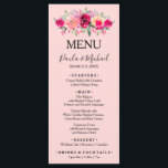 Menu Aquarelle Floral Rose Mariage Dîner<br><div class="desc">Une carte menu dîner avec un design floral décoratif dans les tons roses sur un arrière - plan de limonade rose est parfaite pour un banquet, une réception de mariage, un dîner de répétition mariage, une fête d'anniversaire ou tout autre événement spécial avec un dîner assis. Choisissez N'IMPORTE QUEL ARRIÈRE...</div>