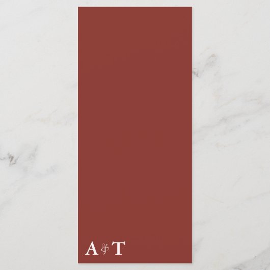 Menu Aquarelle Floral Rustique Automne Chaud Mariage d' (Dos)