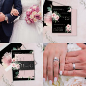 Menu Aquarelle florale brillante et noire