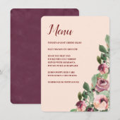 Menu Aquarelle florale de Bourgogne et de Pêche (Devant / Derrière)