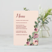 Menu Aquarelle florale de Bourgogne et de Pêche (Debout devant)