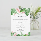 Menu Aquarelle florale de palme tropicale Luau Mariage (Debout devant)