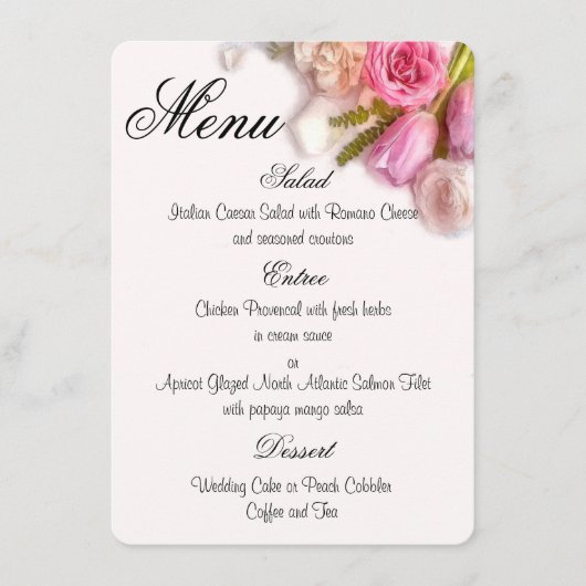 Menu Aquarelle florale élégante de ressort rose et (Devant)