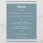 Menu Aquarelle Florale Mariage d'été bleu vert (Dos)