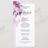 Menu Aquarelle florale rose Boho peinte à la main (Devant / Derrière)