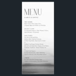 Menu Aquarelle Gris Ombre Mariage moderne<br><div class="desc">Carte menu personnalisable avec aquarelle gray ombre et typographie moderne. Personnalisez en ajoutant la date et le choix du repas. Cette carte à l'ombre grise est parfaite pour les mariages,  les baby showers,  les douches nuptiales,  les anniversaires,  etc.</div>