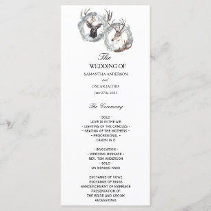 Menu Aquarelle hiver Cerf Wreath Argent