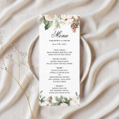 Menu Aquarelle Hiver Pin vert Arbre et Fleurs blanches