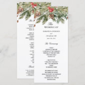 Menu Aquarelle Hiver Pine verte Arbre et Pine Cône (Devant / Derrière)