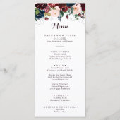 Menu Aquarelle Illustré Automne Dîner Floral (Devant)