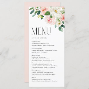 Menu Aquarelle Jolie Fleurs de Jardin Mariage de printe