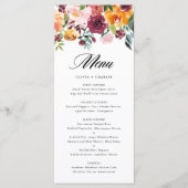 Menu Aquarelle L'automne fleurit Floral Mariage (Devant)