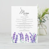 Menu Aquarelle Lavande Fleurs Printemps Mariage (Debout devant)