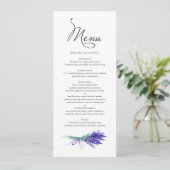 Menu Aquarelle Lavande Florale Bouquet Printemps Mariag (Debout devant)