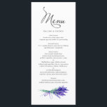 Menu Aquarelle Lavande Florale Bouquet Printemps Mariag<br><div class="desc">Ajoutez un accent floral élégant à votre paysage de table de l'événement avec ces cartes de menu lavande. Il dispose d'un bouquet floral aquarelle de fleurs de lavande. Personnalisez en ajoutant des noms et des détails de menu. Ces cartes de menu florales lavande sont parfaites pour les mariages printaniers. douches...</div>