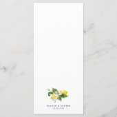 Menu Aquarelle Lemon Motif méditerranéen Mariage (Dos)