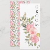 Menu Aquarelle Lush Blush Rose Chaise Florale Panneau (Devant / Derrière)