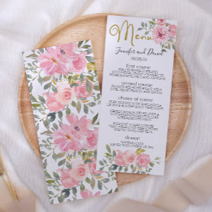 Menu Aquarelle Lush Blush rose Mariage Floral