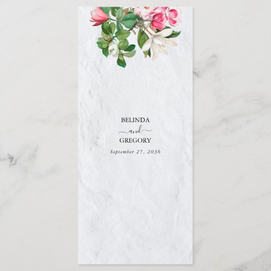 Menu Aquarelle Magnolia Fleurs Mariage (Dos)