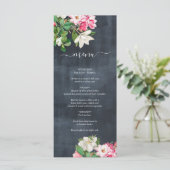Menu Aquarelle Magnolia Fleurs Mariage Noir Blanc (Debout devant)