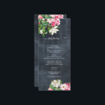 Menu Aquarelle Magnolia Fleurs Mariage Noir Blanc<br><div class="desc">Une belle aquarelle Magnolia fleur noir et blanc design mariage. Un design unique qui utilise des fleurs botaniques vintages rustiques de Magnolia. Un élégant design floral rétro blanc et rose avec une touche de verdure. Un design chic de carte de menu mariage avec des éléments modernes. Des invitations de mariage...</div>