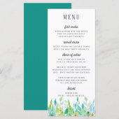 Menu Aquarelle Mariage bleu marine (Devant / Derrière)