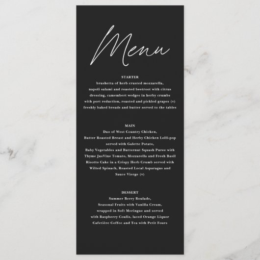 Menu aquarelle mariage botanique florale noir moody (Devant)