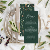 Menu aquarelle mariage botanique vert floral moody