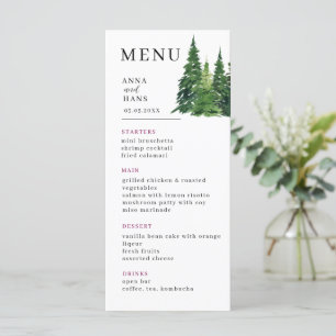 Menu Aquarelle Mariage festif Arbre de Noël