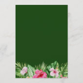 Menu Aquarelle Mariage floral tropical (Dos)