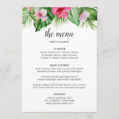 Menu Aquarelle Mariage floral tropical (Devant)