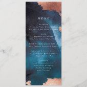 Menu Aquarelle Marine Blue Moody Rose Mariage or (Devant)