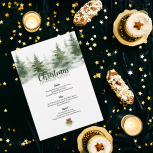Menu Aquarelle minimaliste de Noël Neige À feuillage pe