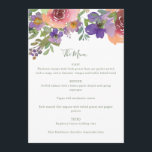 Menu Aquarelle minimaliste violet orange Mariage floral<br><div class="desc">Aquarelle minimaliste violet orange Mariage Floral Menu</div>