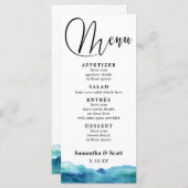 Menu Aquarelle moderne Abstrait bleu vert Aqua (Devant / Derrière)