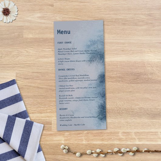 Menu Aquarelle moderne Abstraite ardoise bleu gris