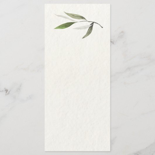Menu Aquarelle moderne Branche d'olive verte (Dos)