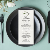 Menu Aquarelle moderne Branche d'olive verte