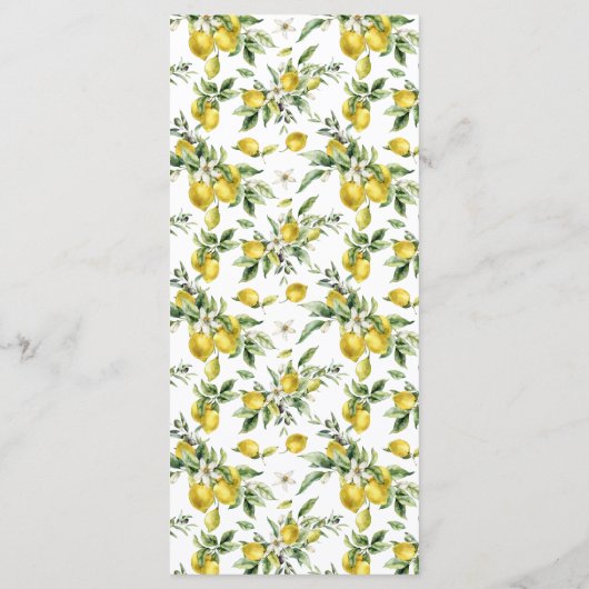 Menu Aquarelle moderne Citrus Mariage (Dos)