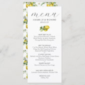 Menu Aquarelle moderne Citrus Mariage (Devant / Derrière)