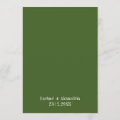 Menu Aquarelle moderne Mariage vert (Dos)