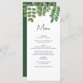 Menu Aquarelle moderne vert émeraude Mariage vert émera (Devant / Derrière)