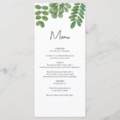 Menu Aquarelle moderne vert émeraude Mariage vert émera (Devant)