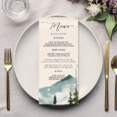 Menu Aquarelle Montagnes Et Pins Mariage