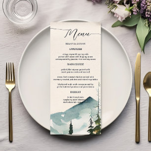 Menu Aquarelle Montagnes Et Pins Mariage