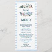 Menu Aquarelle Nautique Floral Plage Bleu Stripes (Devant)